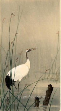 crane in small water Ohara Koson Shin hanga Oil Paintings